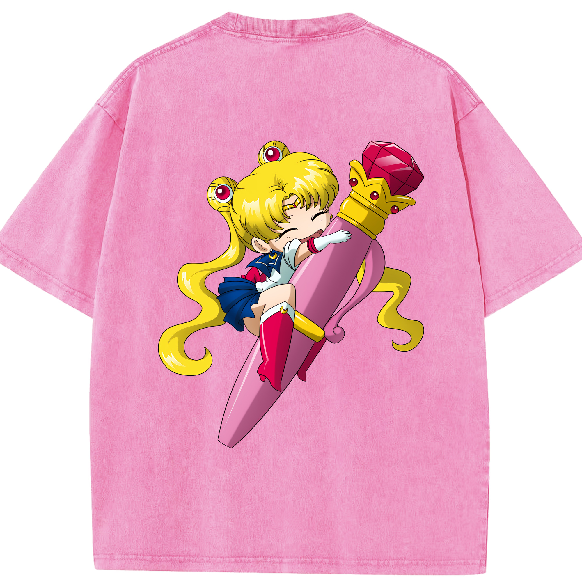 （画像用） 美少女戦士セーラームーン 月野 うさぎ つきの うさぎ Sailor Moon Tsukino Usagi 綿100% ヴィンテージ風 半袖Tシャツ（背面プリント）